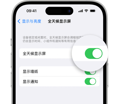 理塘苹果15预约维修分享iPhone15如何设置全天候显示屏幕可见 